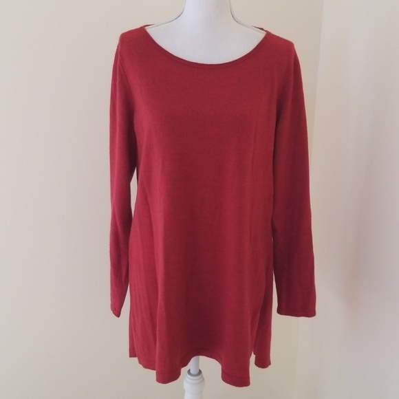 Eileen Fisher Brick Size L Merino Wool Sweater